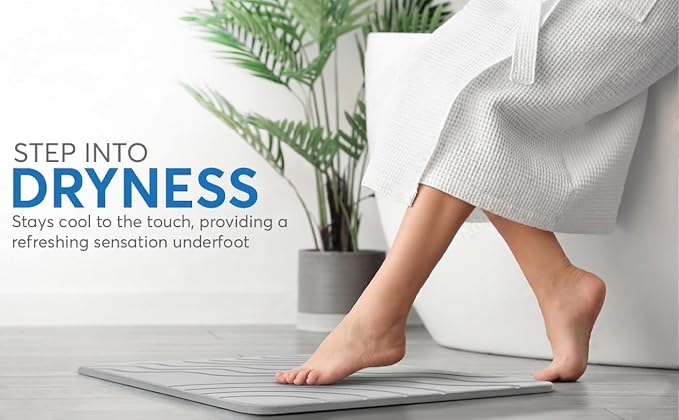 Stone Bath Mat Quick Drying Diatomaceous Earth Bath Mat Non Slip Shower Mat Super Absorbent Stone Bath Mats for Bathroom, Floor, Kitchen Counter, Easy to Clean (23.6” X 15.3”, Light Gray)