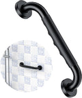 12 Inch Black Shower Grab Bar w/Anti Slip Rubber Grip, ZUEXT Stainless Steel Bath Grab Bar, Bathroom Balance Bar, Wall Mount Safety Handrail Support, Handicap Injury Elderly Senior Assist Handle