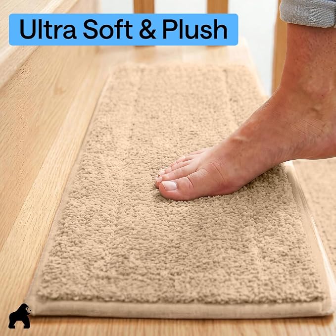 GORILLA GRIP Peel and Stick Stair Treads,15 Pack, for Wooden Steps, Multi-Surface Use, Machine Washable Carpet Runners, Indoor Rugs for Stairs, Pet Friendly, Universal Size,Beige, 8x28 Inches