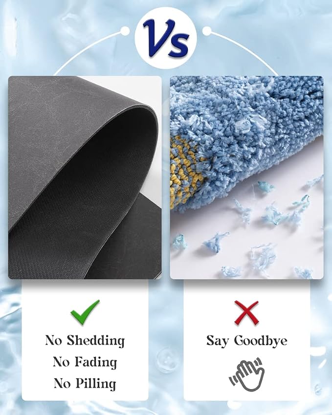 MontVoo -Bath Mat Rug-Rubber Backing Non Slip Quick Dry Absorbent Thin Bathroom Rugs Fit Under Door-Faux Suede Surface Bathroom Floor Mats-Shower Rug for in Front of Bathtub Shower Dark Grey 17"x27.5"