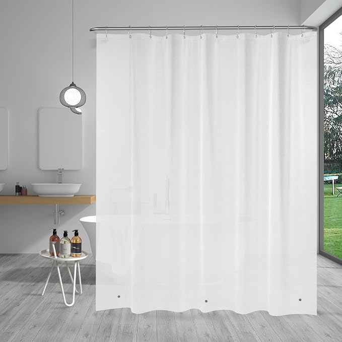AmazerBath Extra Long Shower Curtain Liner, Plastic Shower Liner 84 Inches Long, Frosted PEVA 72x84 Shower Curtain Liner, Cute Waterproof 84 Inch Shower Curtain Liners with 3 Magnets