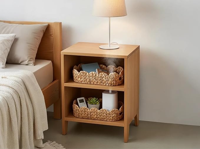 Coeusy Toilet Tank Basket for Bathroom,Scalloped Edge Wicker Basket for Toilet Paper Storage,Small Baskets for Countertop,Shelves,Living Room,Bedroom,Both Organizer&Decor Natural Water Hyacinth