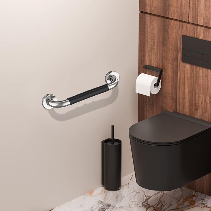 20 Inch Shower Grab Bar w/Anti Slip Rubber Grip, Munzong Stainless Steel Bathroom Grab Bar, Chrome Bathroom Balance Bar,Safety Handrail Support,Handicap Injury Elderly Senior Assist Bath Handle