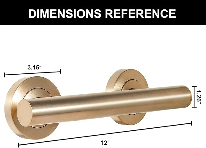 Lava Odoro Shower Grab Bar, Modern Stainless Steel Handicap Grab Bar for Bathtubs and Showers, Shower Safety Bar for Seniors Disabled, ADA-Compliant (Champagne Gold, 12 Inch)