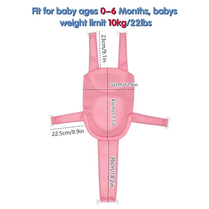 Colorlife Baby Bath Seat Support Net Infant Bathing Seat Support Mat, Adjustable Comfortable Non-Slip Five-Pointed Baby Shower Net Bathtub Sit Up Mesh for Newborn 0-6 Months-Pink(No Bathtub)