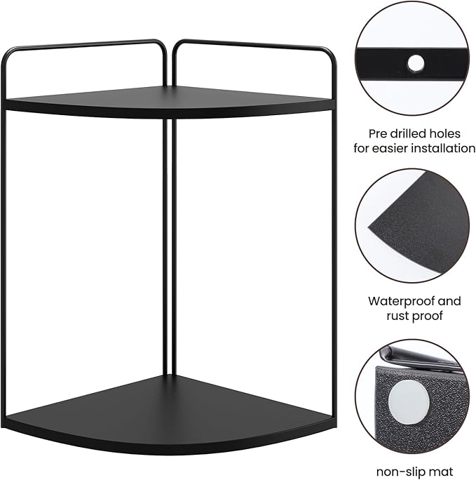 Forest Angle Bathroom Counter Organizer,Countertop Organizer,Vanity Organizers,Bathroom Storage,Bathroom Sink Caddy,Counter Shelf,Corner Counter,Corner Shelves(Black)