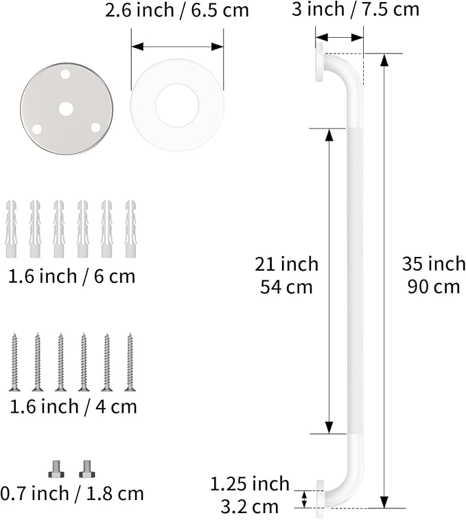 36 Inch Anti Slip Shower Grab Bar Oil Rubbed White, Munzong Bathroom Grab Bar, Knurled Bathroom Balance Bar,Safety Hand Rail Support Handicap Elderly Injury Senior Assist Bath Handle