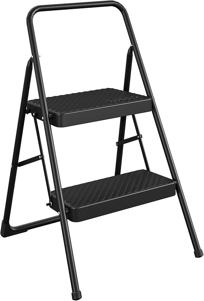 Cosco Lightweight Two Step House Step Stool for Easy Reaching and Cleaning - Non-Marring Leg Tips, Slip Resistant Steps, Stable Rear Leg Support