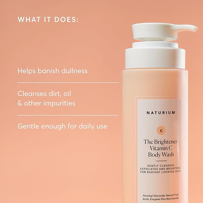 Naturium The Brightener Vitamin C Body Wash, Gentle Cleanser for Smoother-Looking Skin, Removes Dirt, Oil & Other Impurities, 16.9 oz