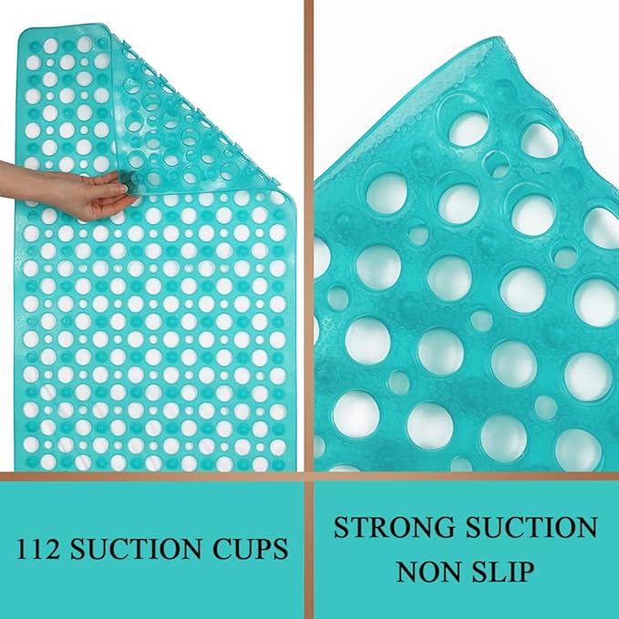 Bath Mat for Tub, 30 x 17 inch Non Slip Bathtub Mat Machine Washable Shower Mat with Suction Cups, Quick Drain Bathtub Mat for Bathroom