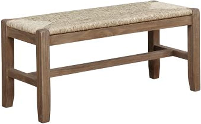 Alaterre Furniture Newport 40 Inch Solid Wood Entryway Bench - Modern Farmhouse Indoor Decorative Bench with Natural Seagrass Rush Seat - Furniture for Entryway, Dining Room, or Kitchen (Natural)