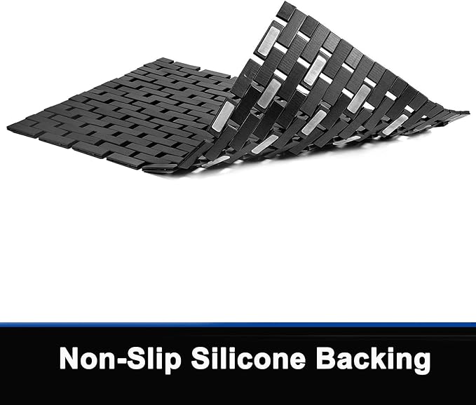 Bambo Bath Mat Bathroom Rugs Floor Wood Shower Bathtub Waterproof Non Slip Black Accessories 16x24 Inch Easy to Clean, 2 pcs