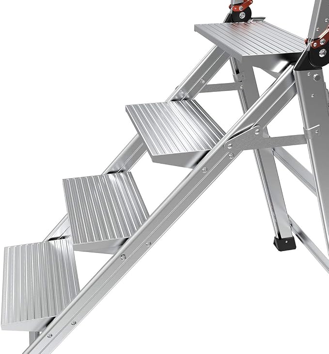 Little Giant Ladders, Jumbo Step, 4-Step, 3 foot, Step Stool, Aluminum, Type 1AA, 375 lbs weight rating, (11904), Gray