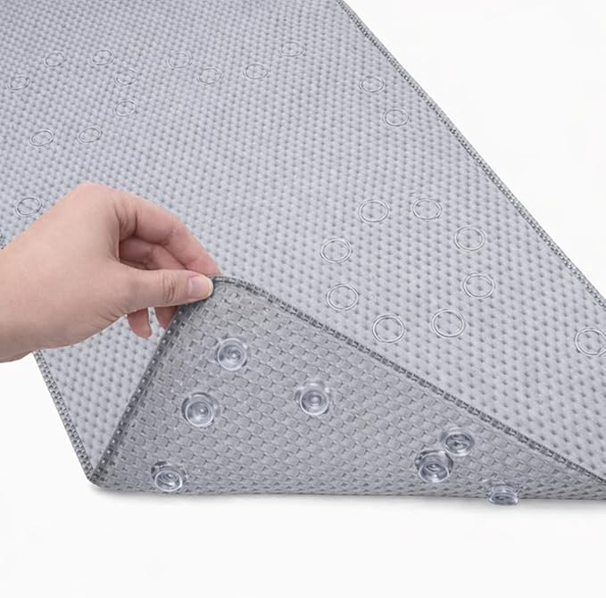 Bathtub Mat Non Slip, Bath Mat for Tub Non Slip, Tub Mat Extra Large 36 x 17 in, Bathtub Mat with Suction Cups & Drain Holes, Soft Foam, Machine Washable, Grey
