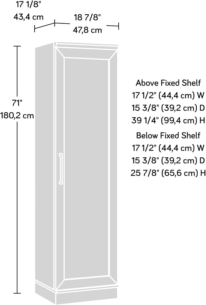 Sauder HomePlus Kitchen Pantry Storage Cabinet Slim Single Door with Adjustable Shelves, Living Room Storage Cabinet, in Salt Oak