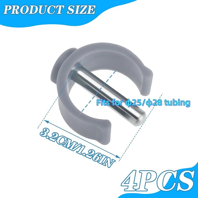 4 Pack Folding Walker C Type Clips Replacement for Toilet Safety Rails - Tube Pin Lock Brackets Parts for Rolling Walker, Adjustable Toilet Frame, Raised Toilet Seat with Handles (Fits 1'' OD Pipe)