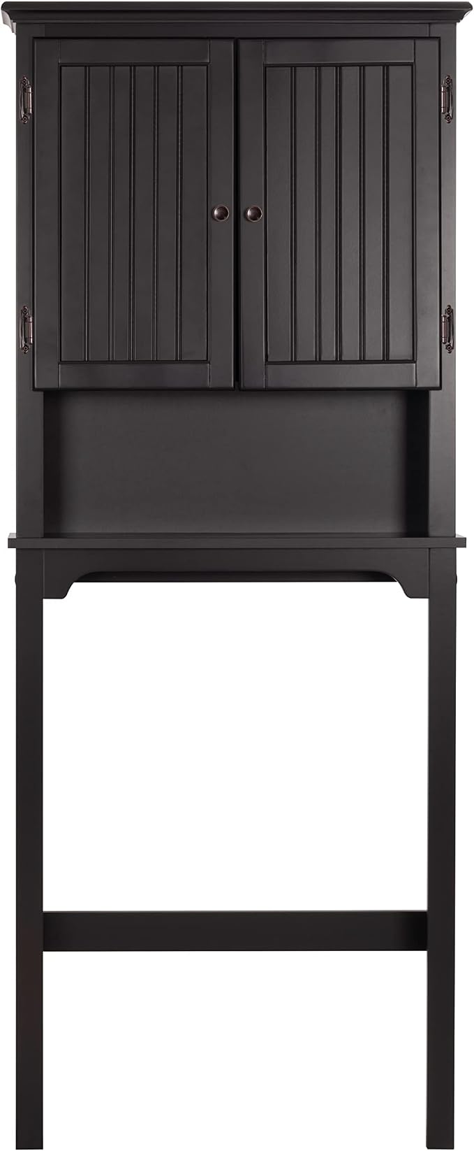 UTEX Above The Toilet Storage Cabinet, Over Toilet Bathroom Organizer with Adjustable Shelves and Double Doors, Espresso