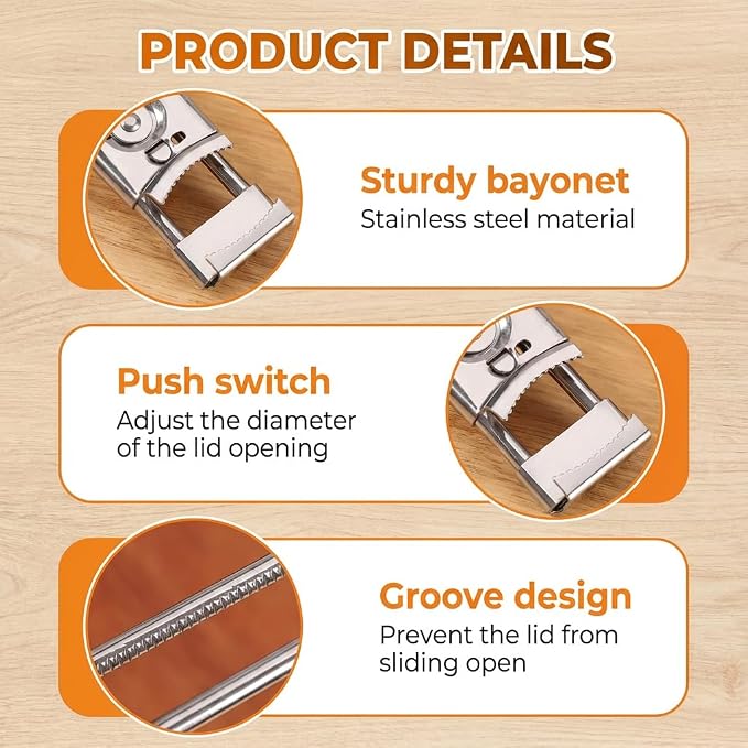 Adjustable Stainless Steel Jar Opener, Multifunctional Jar Opener for Weak Hands, Seniors with Arthritis, Easy-Grip Kitchen Gadget for Jars, Bottles and Lids, Kitchen Accessories