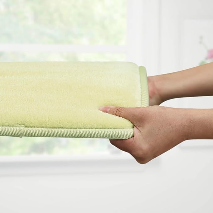 Memory Foam Bath Mat Non Slip Absorbent Super Cozy Velvet Bathroom Rug Carpet (22 inches X 36 inches, Lime)