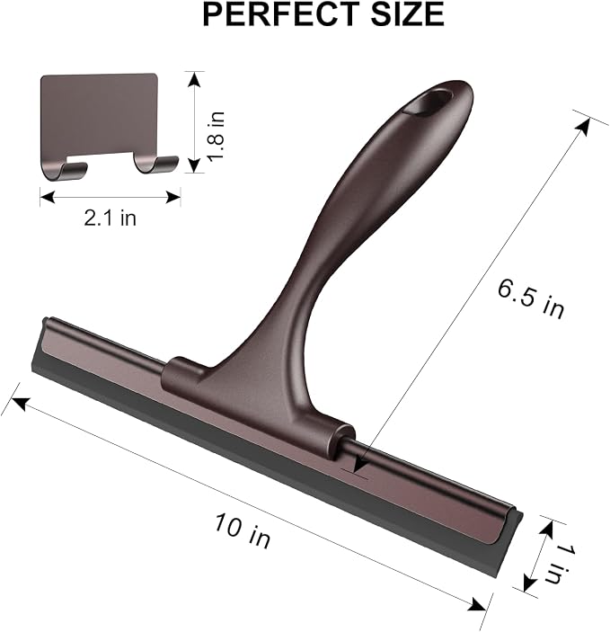 SetSail Squeegee for Shower Glass Door Stainless Steel Shower Squeegee for Glass Doors All-Purpose Window Squeegee for Car Windshield Cleaning 10 Inches,Bronze