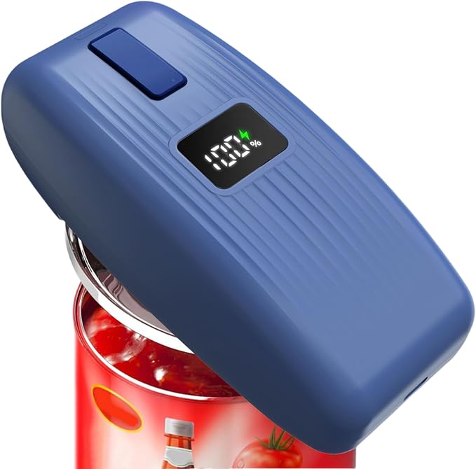 Electric Can Opener – USB Rechargeable with LED Display, Smooth Edge, One-Touch Hands-Free Automatic Can Opener for Seniors & Arthritis, Works on All Can Types, Food-Safe Kitchen Gadgets