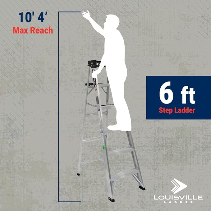 Louisville Ladder 6-Foot Aluminum Step Ladder, 300-Pound Load Capacity, Type IA, AS3006