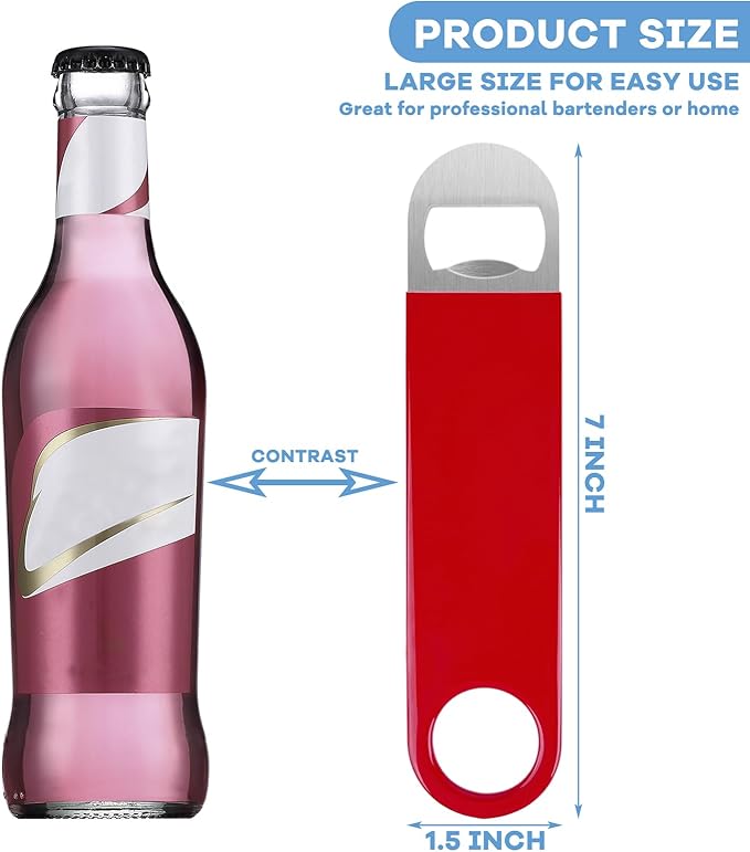 KTOJOY 3 Pack Bottle Openers,Beer Bottle Openers, Speed Openers, Stainless Steel Flat Bottle Opener with Exquisite Packaging, for Kitchen, Bar or Restaurant 7 inches Red, Black, Blue