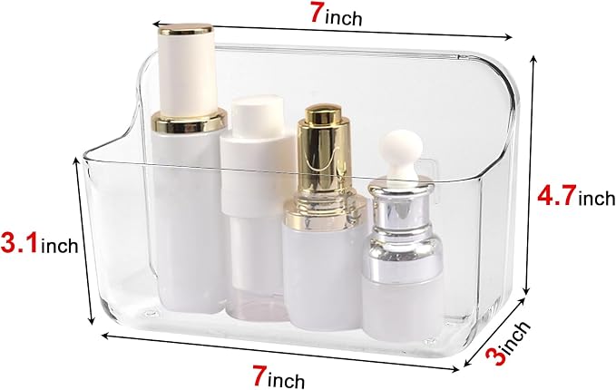 CGBE 2 Packs Cabinet Door Organizer, Acrylic Adhesive Shelf Wall Mounted Storage, Self Adhesive Shower Shelves Without Drilling, Automatic Draining Clear Shower Organizer for Bathroom