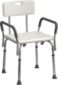 Medline Shower Chair Seat with Padded Armrests and Back | Heavy Duty Shower Chair for Bathtub | Slip Resistant Shower Seat with Adjustable Height | Shower Chair for Inside Shower with 350 lb Capacity