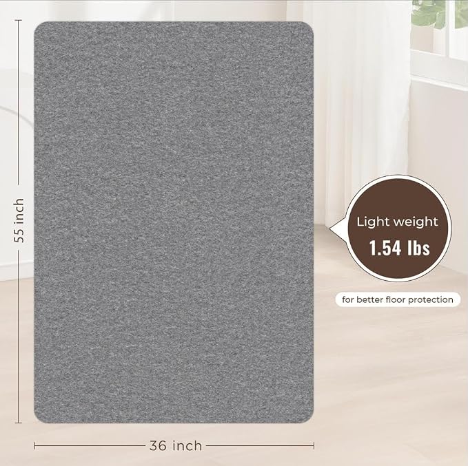 Sycoodeal Office Chair Mat for Hardwood Floor,Slip Resistant Floor Mat for Office Computer Gaming Chair,Heavy Duty Floor Protector for Rolling Chairs,Easy to Clean,Grey(36"x55")