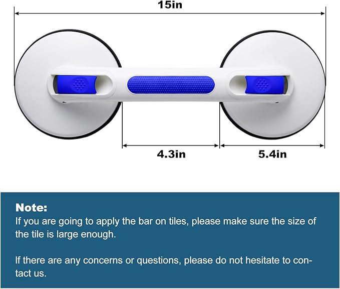 New Shower Handle Shower Grab Bars for Bathtubs and Showers,Strong Hold Suction Cup Grip Grab,Bath Handle Heavy Duty Grab Bars for Handicap Elderly Seniors（Royal Blue）
