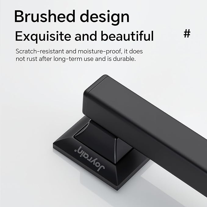Joyrain Stainless Steel Square Grab Bar - ADA Compliant 500lb Weight Limit, 16/24/32 Inch Bathroom Safety Rail for Seniors & Disabled (Matte Black, 24 inch)