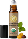 Silk Road Organic Frankincense Oil & Myrrh Essential Oil Roll On for Body Aches, Stiffness & Tingling - USDA Certified Aromatherapy Roller, 10ml