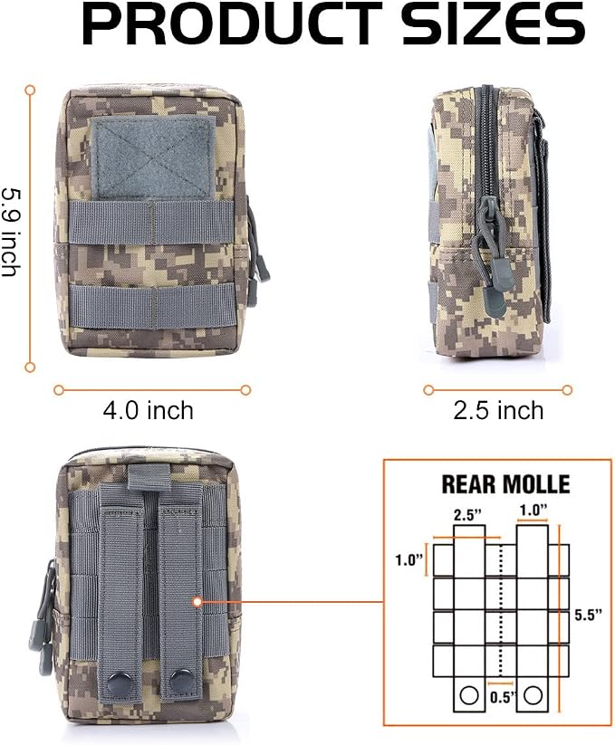 4-Pack Molle Pouch Tactical Molle Pouches Compact Utility EDC Waist Bag Pack
