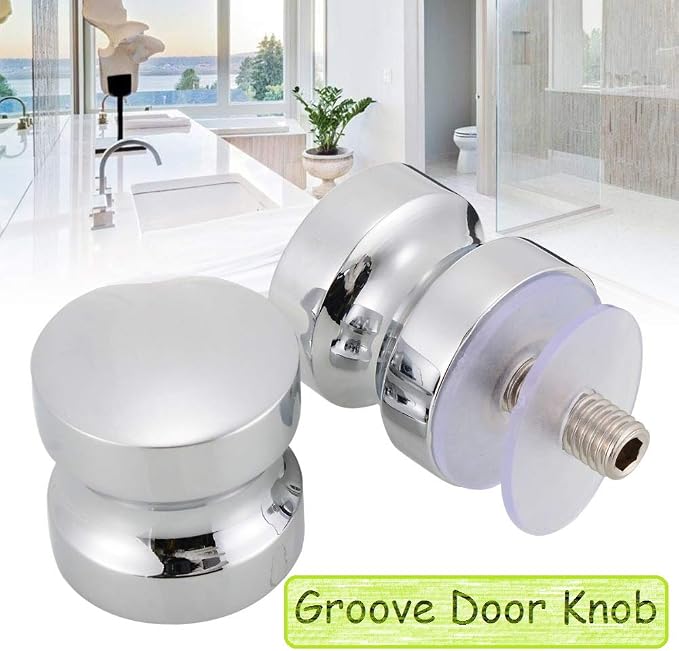 ZKSM 2 Set Shower Screen Handle Bathroom Door Handle Knob with Solid Stainless Steel for Replacement Groove Glass Door(Install Screw 7.8x30mm)