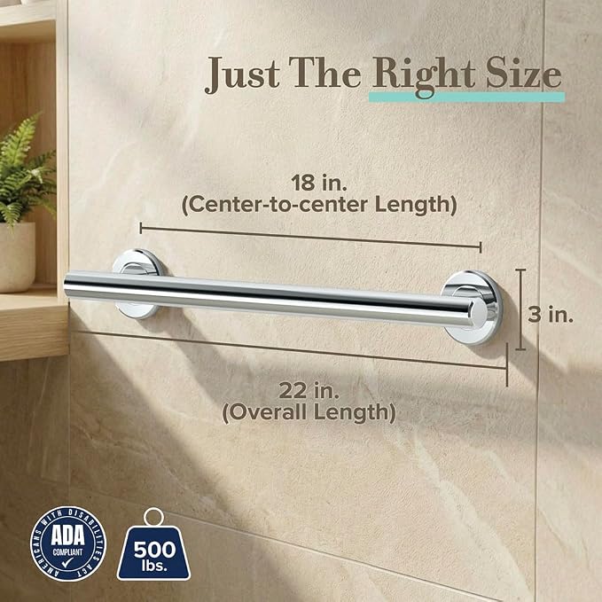Gatco 852 Latitude II 18" Grab Bar, Chrome