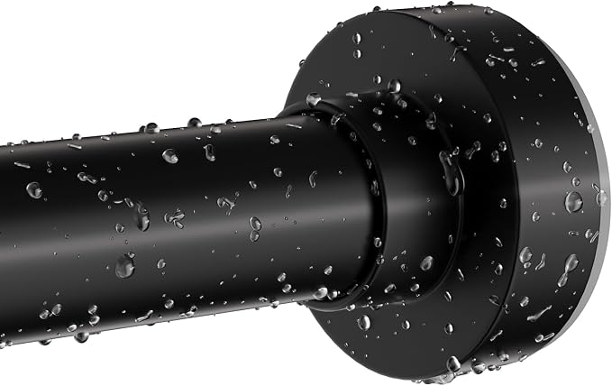 Black Shower Curtain Rod 34-82 Inches(2.8-6.8ft) Never Rust Adjustable Shower Rod Spring Tension Non Slip No Drilling Shower Rods for Bathroom Garland Window
