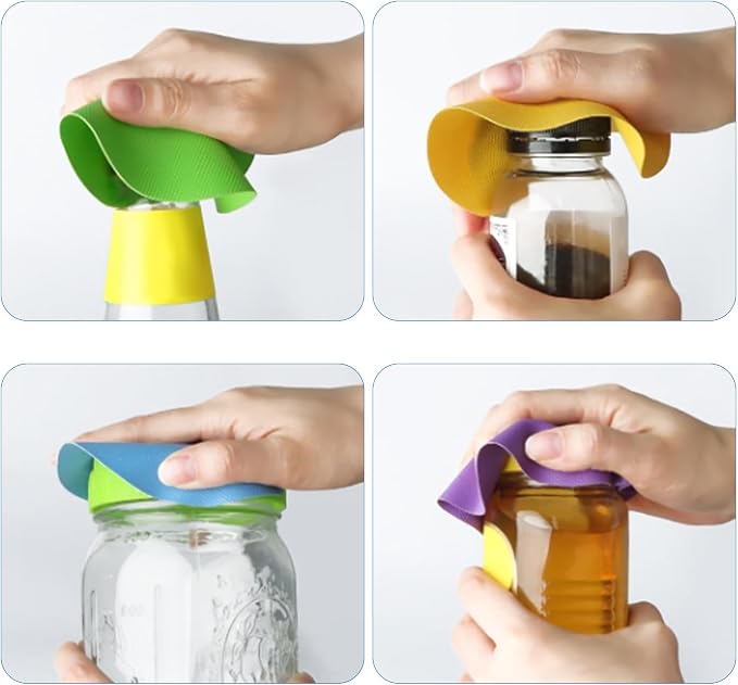 4Pcs Rubber Jar Opener, Heat-insulated Non-Slip Gripper Pads Kitchen Tool, Multi Function Can Opener for Easy Opening/Arthritis Weak Hands(Circle)