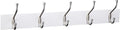Amazon Basics Rectangular Farmhouse Wall-Mounted Coat Rack for Entryway and Bedroom, Storage Organizer, 5 Hooks, White