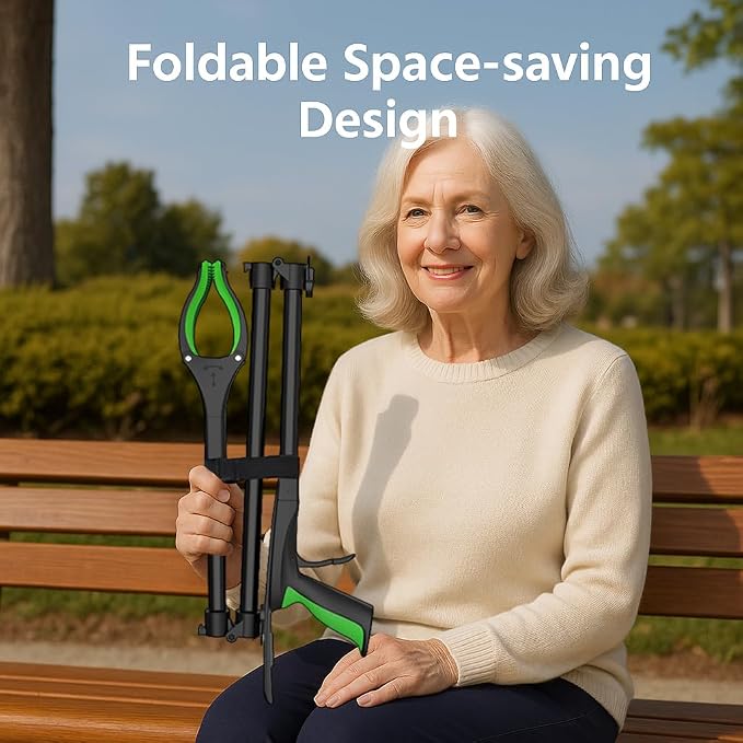 Extra Long Grabber Reacher Tool, 48" Aluminum Foldable Reacher Grabber, Dual Magnetic Tip, 2 in 1 Pickup Grabber w/Shoe Horn, Strong Upper Picker for Elderly, Surgery Recovery, Medical, Trash