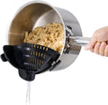 S&F Homes Silicone Clip On Strainer for Pots and Pans - Heat Resistant, Food, Noodle, Meat, Fruits, Vegetables and Pasta Strainer - Versatile Kitchen Gadget and Colander (Black)