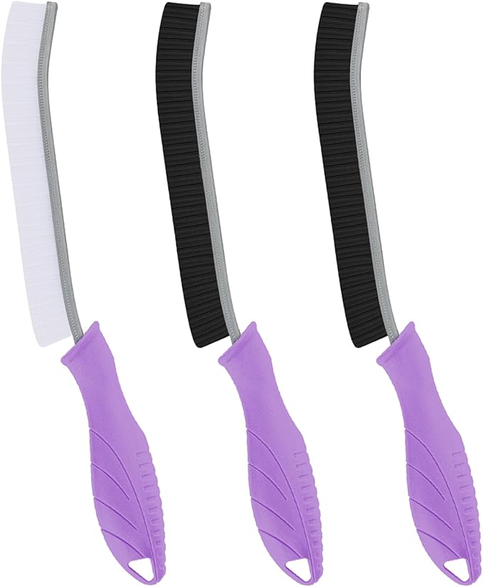 TQRR Hard Bristle Crevice Cleaning Brush-Thin Gap Scrub Brush, Small Cleaning Brush, Grout Brush, Kitchen Brush, Cleaning Tools for Toilet, Bathroom, Sink, Home, Household, Window (3, Purple)