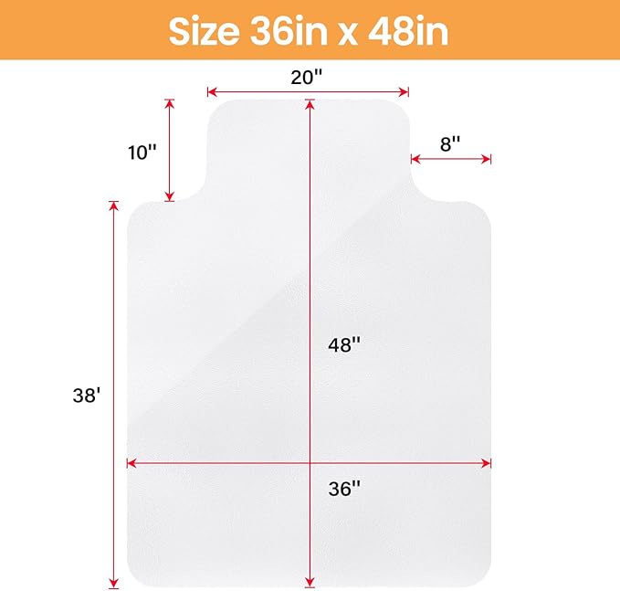 Yecaye Desk Chair Mat for Hardwood Floor, 48"×36" Office PVC Computer Chair Mat, Floor Protector for Rolling Chairs