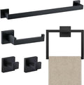 JOPOFI 5 Piece Bathroom Towel Bar Set - 23.6 Inch Bathroom Towel Holder, Thicken Stainless Steel Towel Racks for Bathroom Wall Mounted, Bathroom Hardware Accessories Set - Matte Black