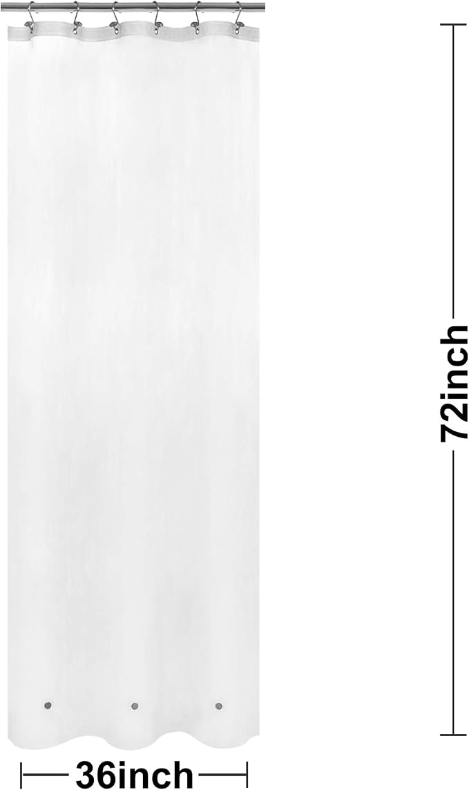 Barossa Design Frosted Stall Shower Curtain Liner with 3 Magnets - 36" x 72", Waterproof PEVA Shower Liner for Small Bathroom Stall, PVC Free, Metal Grommets - Frost, 36X72