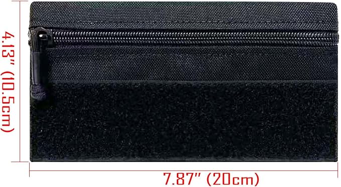 Tactical Admin Zipper Pouch with Hook and Loop, Carry On Bag Insert EDC Organizer Utility Storage Pocket Wallet for Snack Backpack Accessories Chest Ring