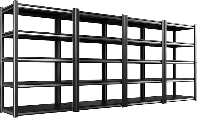 Set of 4 71"H Garage Shelving-2050LBS 5 Tier Storage Shelves,Adjustable Heavy Duty Metal Shelving Unit and Storage Large Rack,Utility Steel Shelf For Shop Warehouse Industrial Pantry 71"x35"x16"