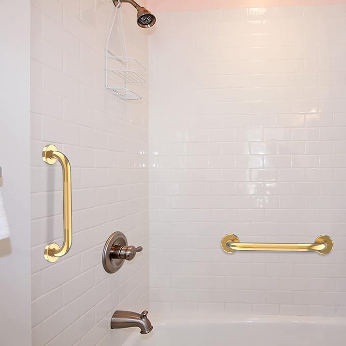 20 Inch Anti Slip Shower Grab Bar Gold, Munzong Bathroom Grab Bar, Knurled Bathroom Balance Bar,Safety Hand Rail Support Handicap Elderly Injury Senior Assist Bath Handle