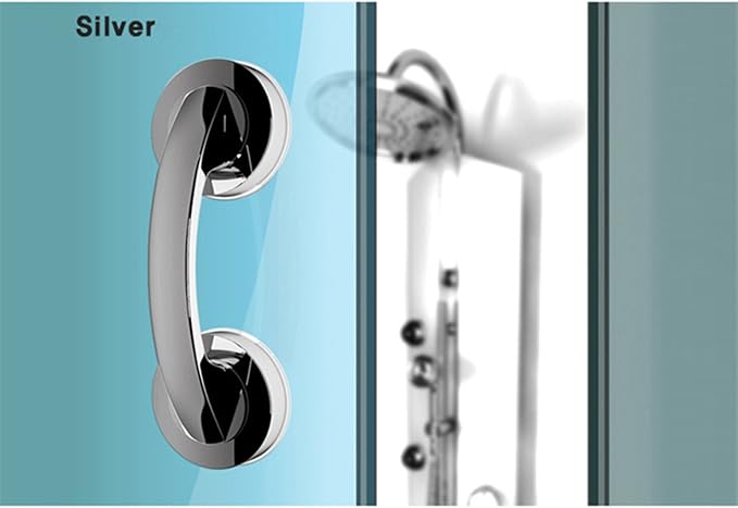 Suction Grab Bar, Portable Suction Handle Bar Suction Grip Bar for Window Door Drawer Cabinet Mini Fridge Grab Puller (Silver)