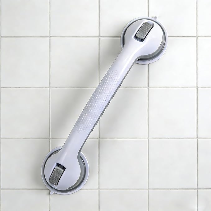 Shower Grab Bars for Seniors, Shower Handles for Elderly Suction Cup,2 Pack 16.24 Inch,Handicap Grab Bars for Bathtubs and Showers Wall, Bathroom Safety for Showers Walls Heavy Duty, No Drilling，Grey
